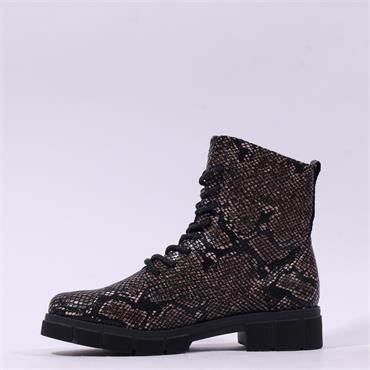 Remonte Laced Ankle Boot With Side Zip - Snake
